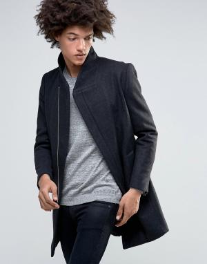 Узкое пальто с асимметричной молнией и стеганой подкладкой All Minimum. Цвет: серый