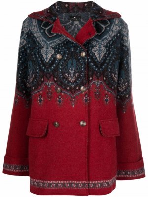 Двубортное пальто с принтом пейсли ETRO. Цвет: красный