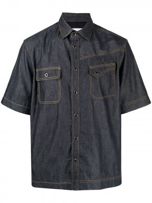 Джинсовая рубашка с короткими рукавами sacai. Цвет: синий