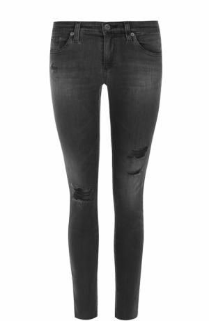 Укороченные джинсы-скинни с потертостями Ag. Цвет: серый