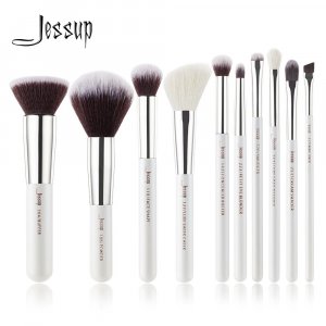 Набор профессиональных кистей для макияжа, 10 шт (Pearl White / Silver) Jessup