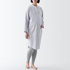 Пижама из двойной марли без боковых швов, лавандовый чек Muji