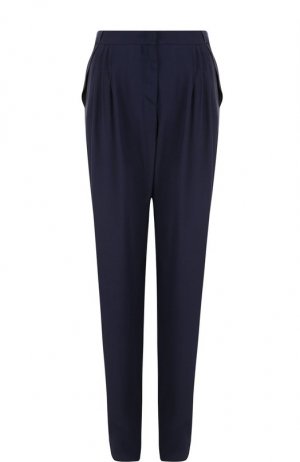 Однотонные брюки прямого кроя из вискозы Giorgio Armani. Цвет: синий