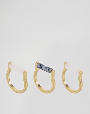Наборные кольца с камнями DesignB London. Цвет: золотой