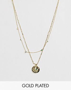 Позолоченное ожерелье с подвеской и камнем для родившихся в мае Wanderlust & Co