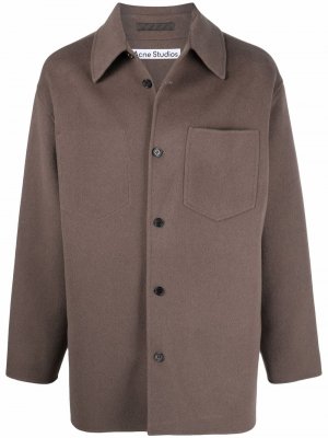 Шерстяная куртка-рубашка Acne Studios. Цвет: серый