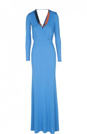 Вечернее платье с колье Emilio Pucci. Цвет: синий