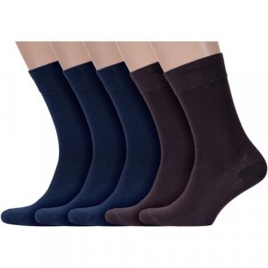 Носки , 5 пар, размер 29, синий, коричневый LorenzLine. Цвет: синий/коричневый