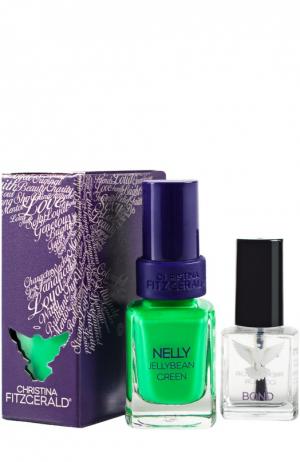 Лак для ногтей Nelly / Зеленый мармелад + Bond-подготовка Christina Fitzgerald. Цвет: бесцветный