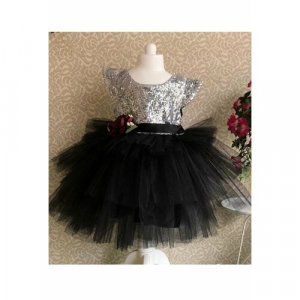 Платье , размер 104, серебряный Lilax. Цвет: серебристый/серебристый-черный