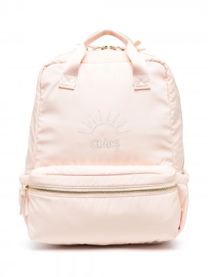 Рюкзак с вышитым логотипом Chloé Kids. Цвет: розовый