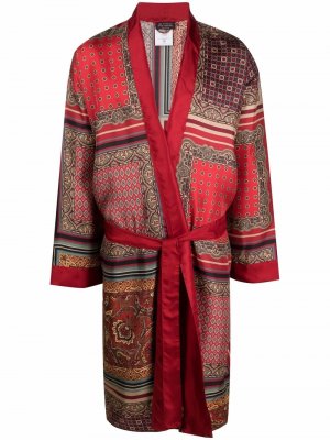 Шелковый халат с принтом пейсли ETRO HOME. Цвет: красный