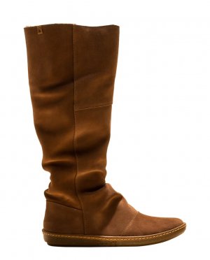 Женские кожаные ботинки без застежки , коричневый El Naturalista