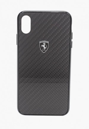 Чехол для iPhone Ferrari XS Max, Heritage Real carbon Black. Цвет: черный