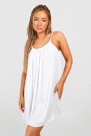 Свободное пляжное платье с веревочной отделкой boohoo, белый Boohoo