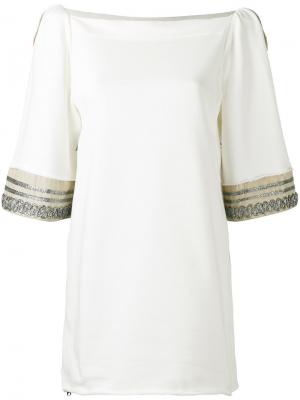Декорированное короткое платье Aviù. Цвет: белый
