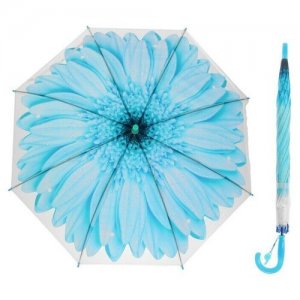 Зонт-трость Гербера, полуавтоматический, со свистком, R41см, цвет голубой China. Цвет: голубой