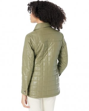 Куртка Quilted Vegan Leather Shirt Jacket, цвет Summer Sage Sam Edelman