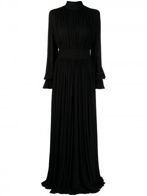 Вечернее платье с высоким воротником и длинными рукавами Herve L. Leroux. Цвет: черный
