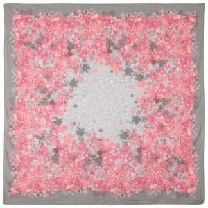 Платок ,115х115 см, розовый, серый Павловопосадская платочная мануфактура. Цвет: розовый/розовый-серый