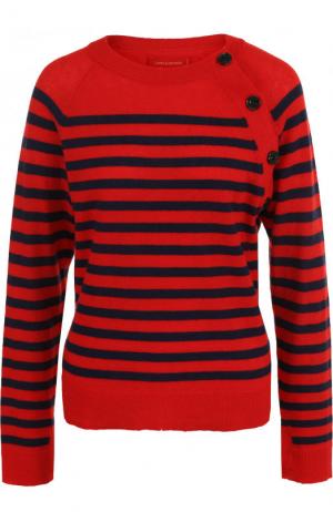 Кашемировый пуловер в полоску с круглым вырезом Zadig&Voltaire. Цвет: красный