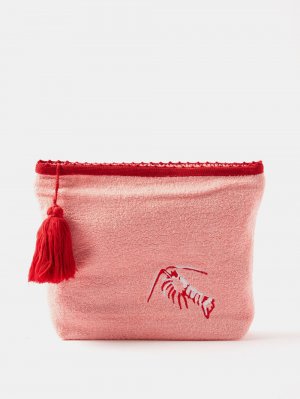 Клатч из хлопковой махры с вышивкой «лобстер» , розовый Kilometre Paris