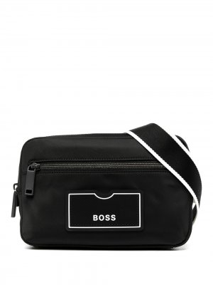 Сумка на плечо с нашивкой-логотипом BOSS. Цвет: черный