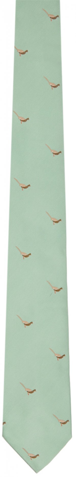 Green Silk Embroidered Birds Tie Dries Van Noten. Цвет: 608 mint
