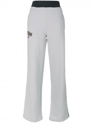 Спортивные брюки с украшением из бусин Jo No Fui. Цвет: серый