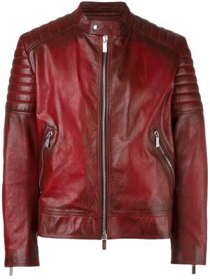 Кожаная куртка на молнии Dior Homme. Цвет: красный