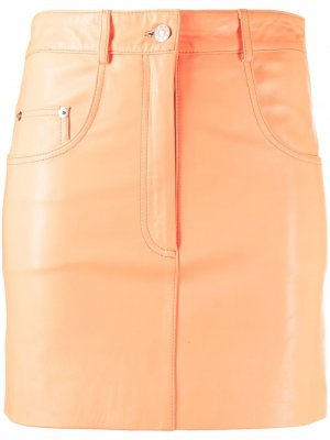 Кожаная юбка мини Manokhi. Цвет: оранжевый