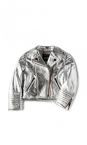 Кожаная куртка eve jnr. Цвет: металлический серебряный