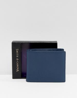 Темно-синий кожаный бумажник Smith And Canova. Цвет: синий