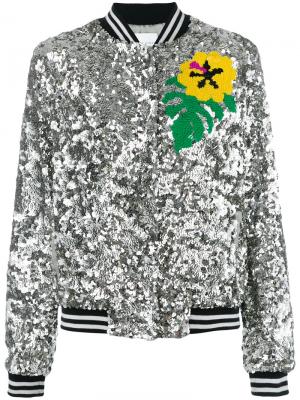 Sequin flower bomber jacket Mira Mikati. Цвет: серый