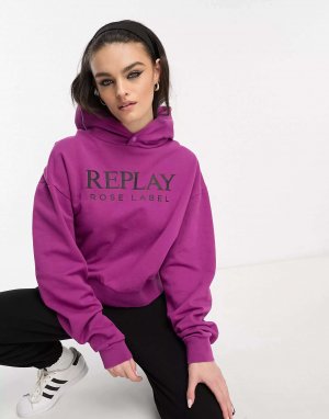 Фиолетовое худи с логотипом Replay. Цвет: фиолетовый