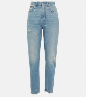 Рваные джинсы с высокой посадкой DOLCE&GABBANA, синий Dolce&Gabbana