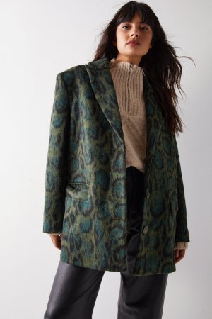 Пальто-блейзер со змеиной шерстью , зеленый Warehouse
