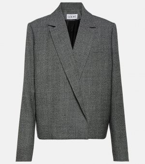 Асимметричный укороченный шерстяной пиджак , серый Loewe