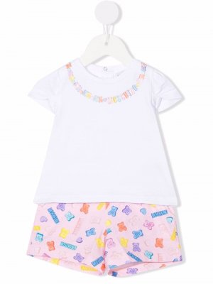 Logo-print cotton shorts Moschino Kids. Цвет: белый
