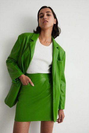 Большой пиджак из искусственной кожи , зеленый Warehouse
