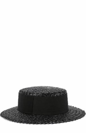 Соломенная шляпа Brigitte с повязкой Eugenia Kim. Цвет: черный