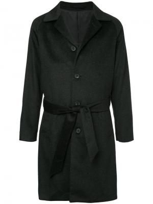 Пальто средней длины с поясом Estnation. Цвет: серый