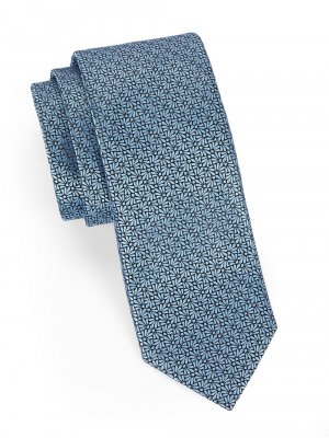 Шелковый галстук с цветочным принтом , синий ZEGNA