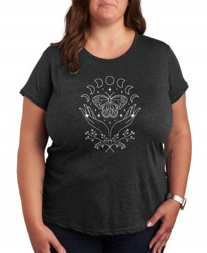 Модная футболка больших размеров с рисунком «Космическая бабочка» , серый Air Waves