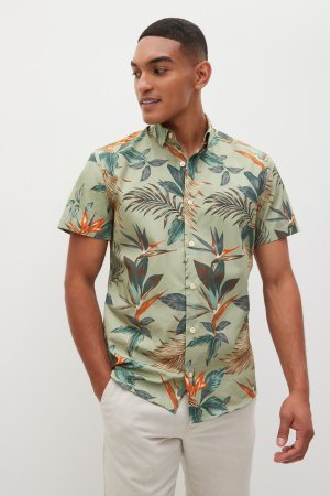 Рубашка с короткими рукавами и гавайским принтом , зеленый Next