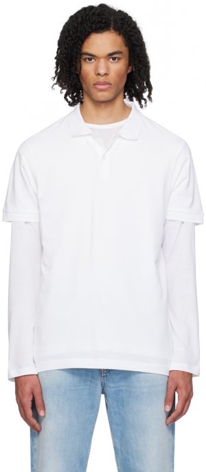 Белая рубашка-поло на двух пуговицах , цвет White Sunspel