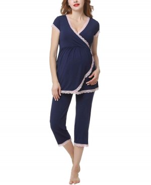 Пижамный комплект для кормящих мам kimi & kai cindy беременных + kai, синий