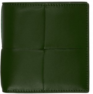Зеленый кожаный бумажник в два сложения Bottega Veneta
