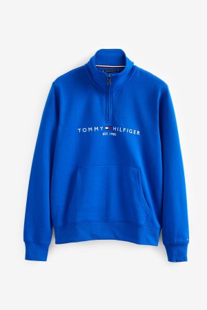 Синий свитер с водолазкой и логотипом , Tommy Hilfiger
