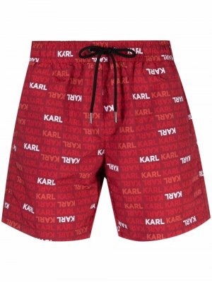 Плавки-шорты с логотипом Karl Lagerfeld. Цвет: красный